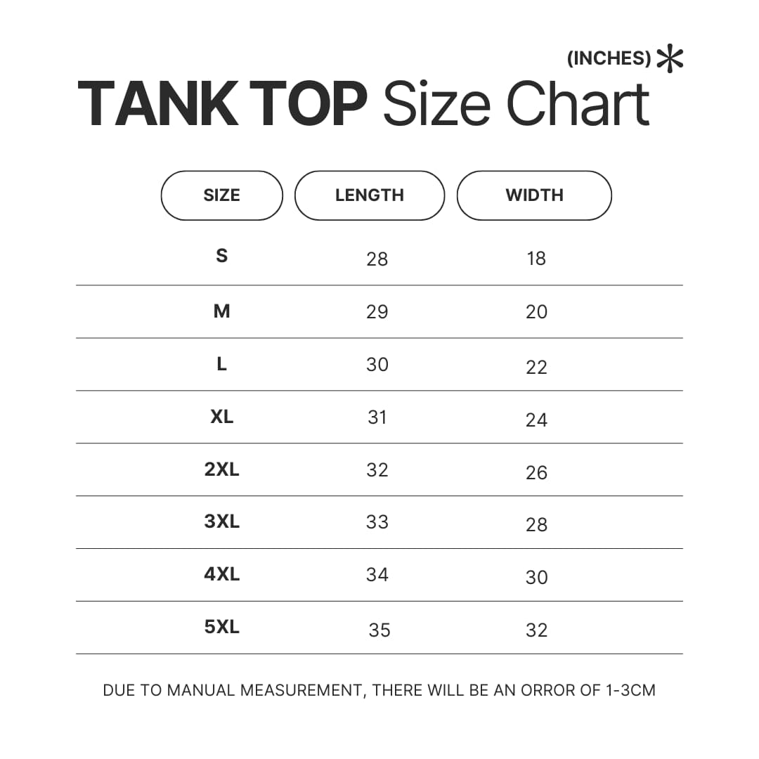 Tank Top Size Chart - Witch Watch Store
