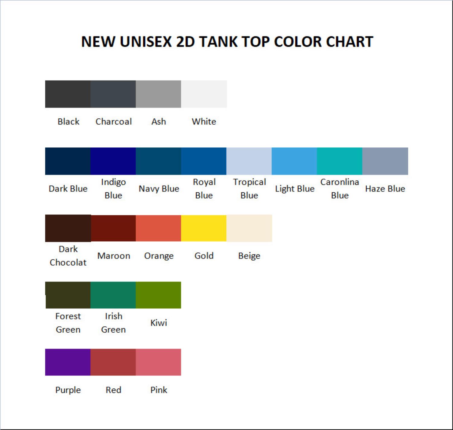 tank top color chart - Witch Watch Store